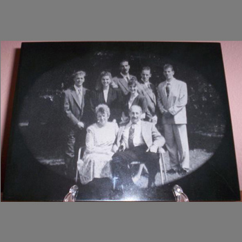 Family Print on Black Marble Engraving 